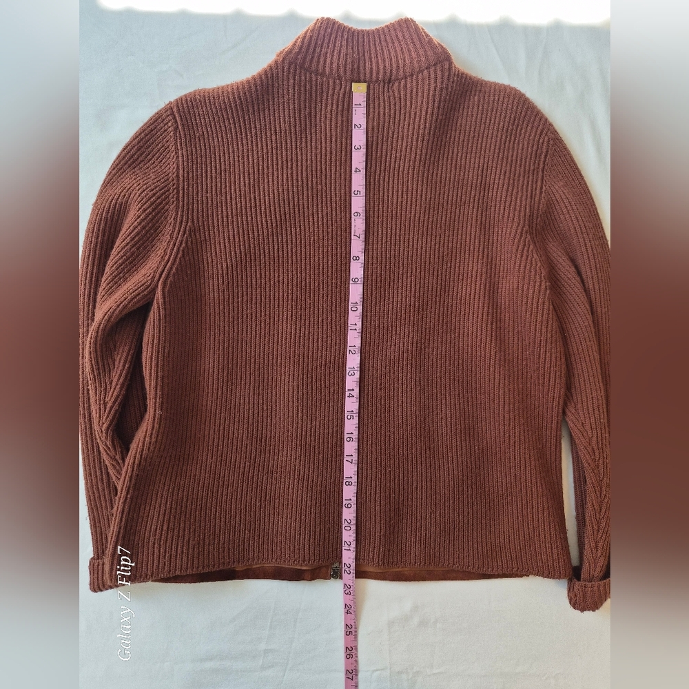 Valerie Separates Leather & Merino Wool Mixed Media Zip Jacket - Brown - XL - Picture 6 of 8
